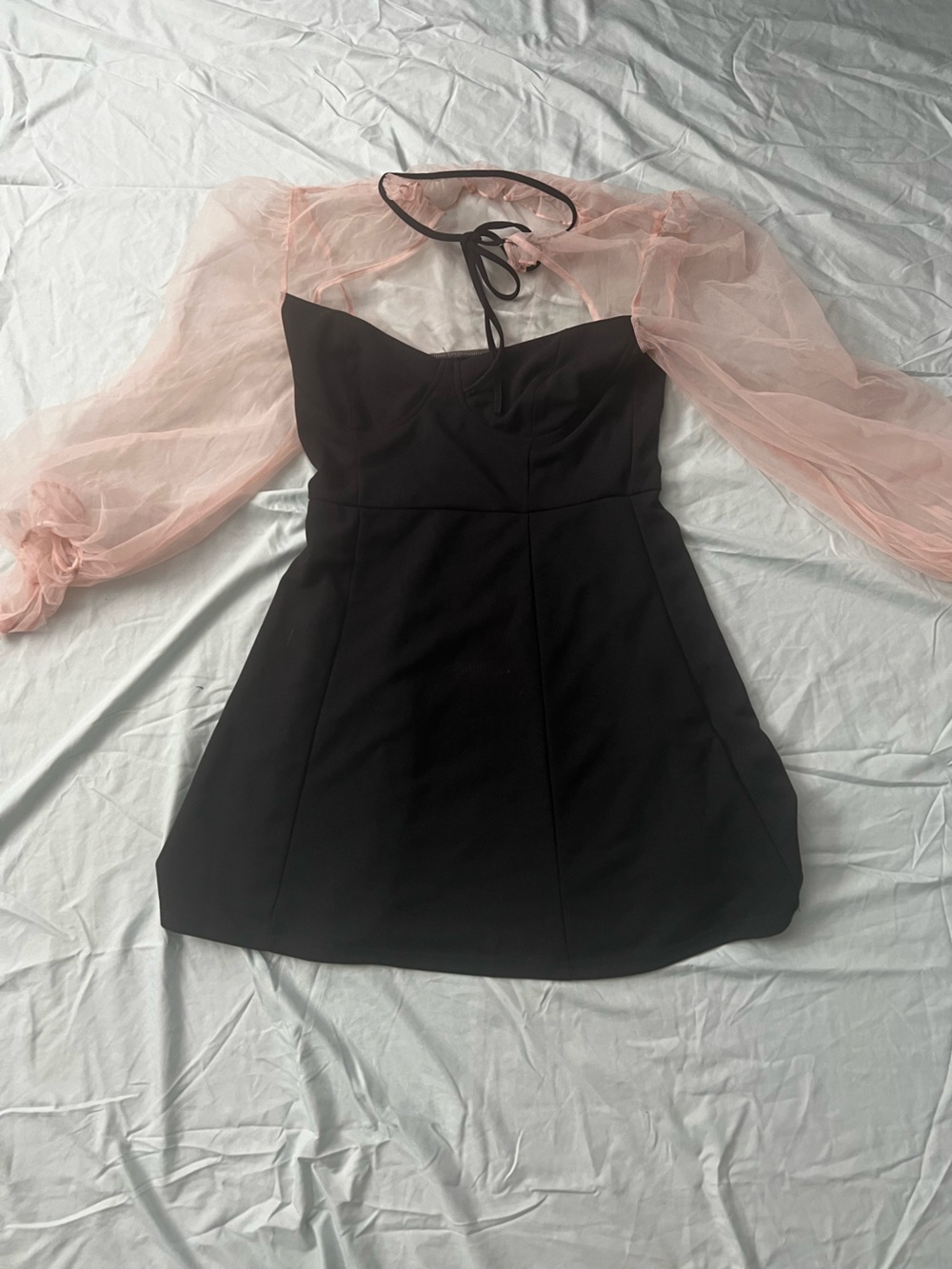 Black Women's dress with sheer sleeves